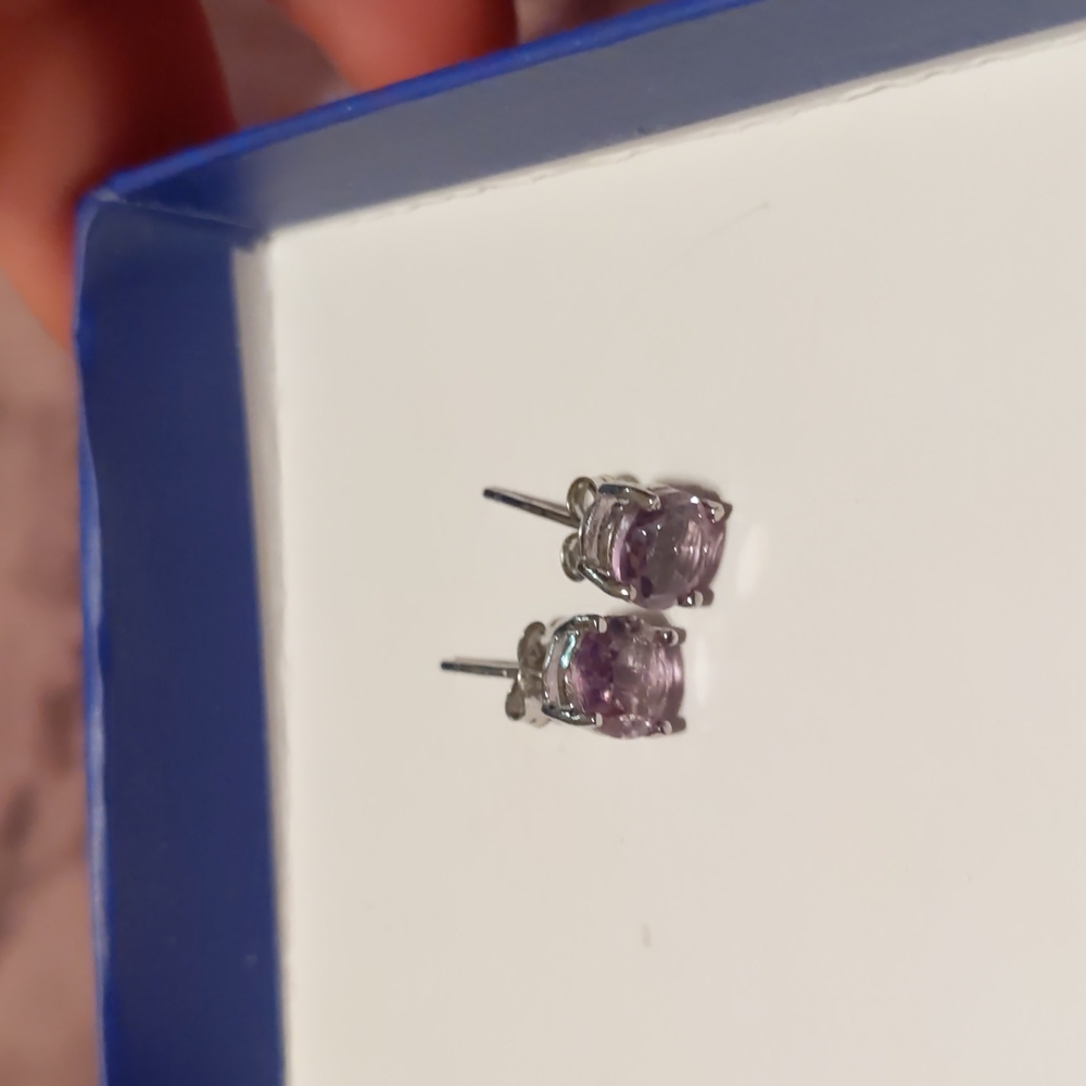 Genuine amethyst stud earrings